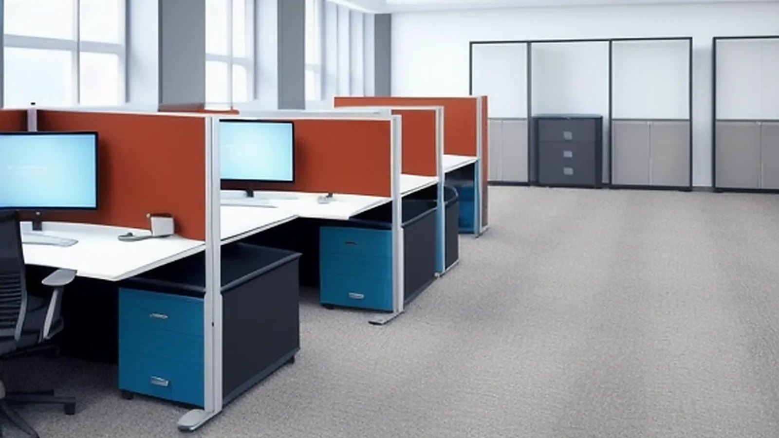 Relocare de birou cu mobilier, cutii si echipamente transportate organizat